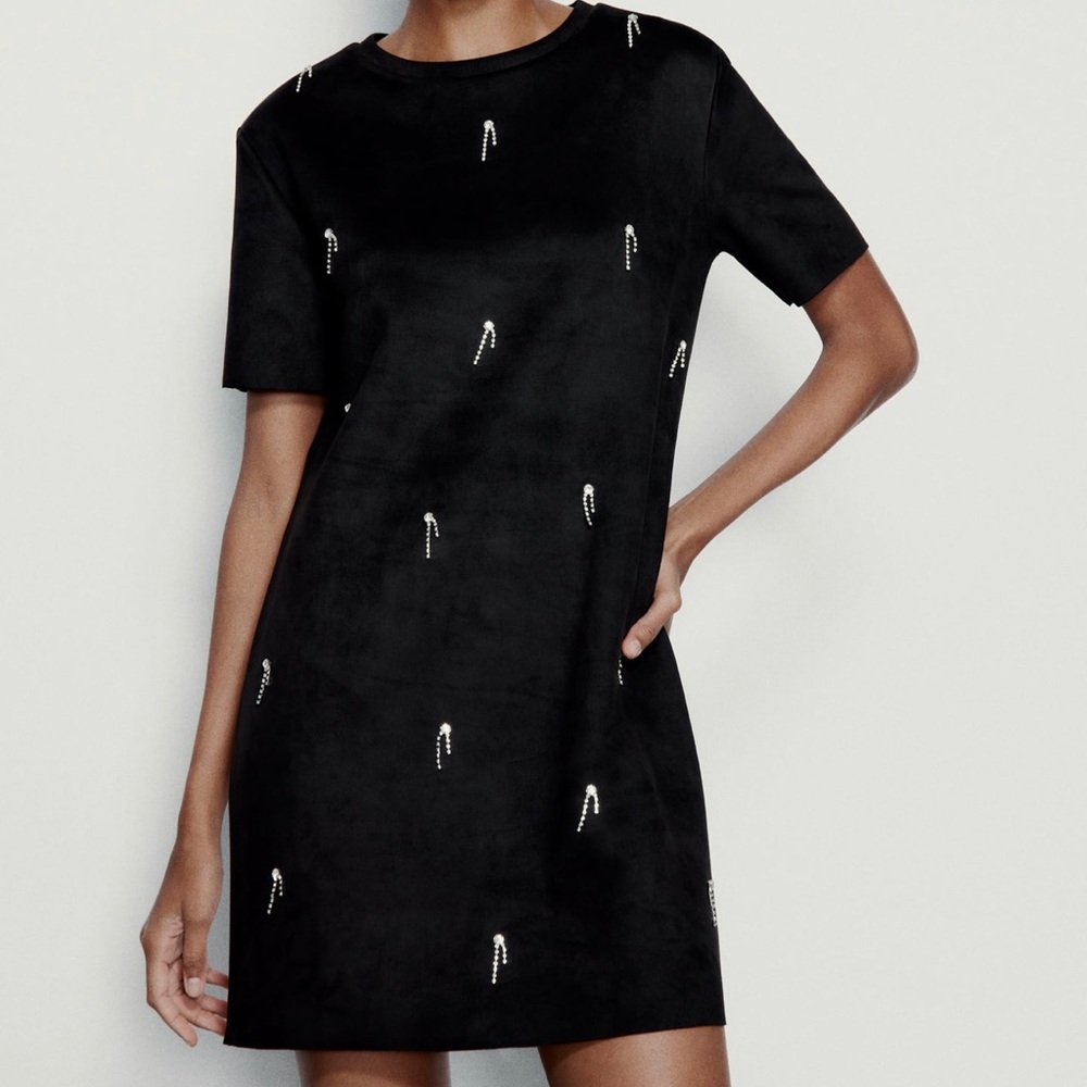 Zara faux suede jewelry dress